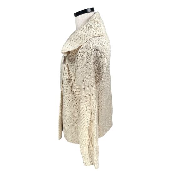 Standun Wrap Cardigan Sweater Women’s Medium Cream Ivory Ireland Merino Wool - Picture 5 of 10
